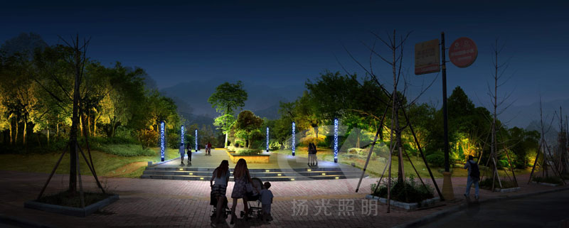 園林廣場(chǎng)夜景照明效果圖